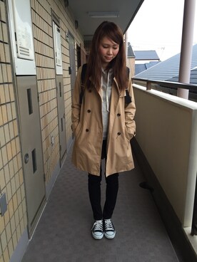 「SEVENDAYS=SUNDAY（セブンデイズサンデイ）のアイテム（トレンチコート）」を使った、munmun☺︎さん（レディース・160cm）の秋コーディネート