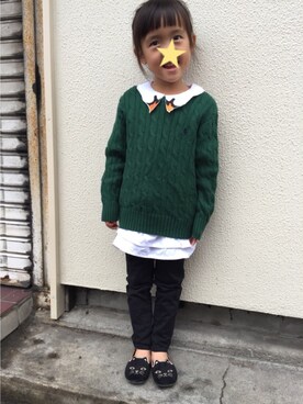 「ぺプラムトップス」｜「アイテム（その他シューズ）」を使った、munmun☺︎さん（キッズ・100cm）の秋コーディネート