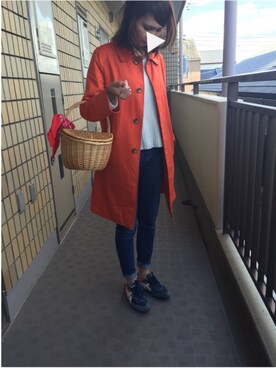 「ROPE' PICNIC（ロペピクニック）のアイテム（ステンカラーコート）」を使った、munmun☺︎さん（レディース・160cm）の春コーディネート