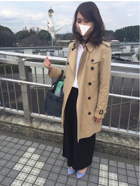 「SEA（シー）のネイビーカゴバッグM（かごバッグ）」を使った、munmun☺︎さん（レディース・160cm）の春コーディネート