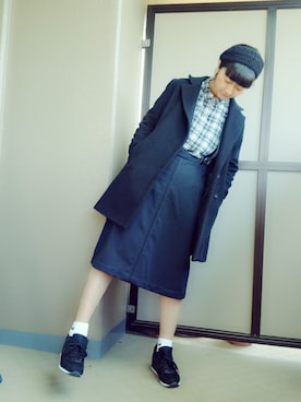 「ウエストイン」｜「アイテム（チェスターコート）」を使った、703さん（レディース・160cm）の秋コーディネート