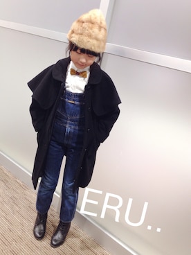 「アイテム（ブローチ/コサージュ）」を使った、ERUさん（キッズ・127cm）の冬コーディネート