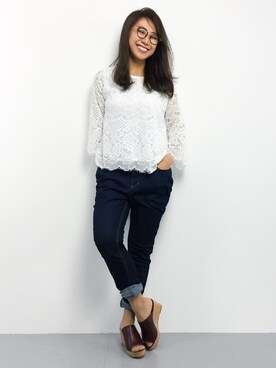 「テーパードデニム」｜natsuさん（レディース・155cm）の春コーディネート