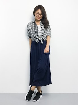 「PLAIN CLOTHING（プレーンクロージング）のアイテム（スカート）」を使った、natsuさん（レディース・155cm）の春コーディネート