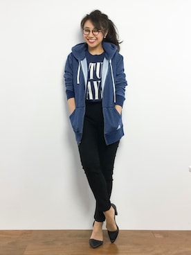 「Saturdays NYC（サタデーズ ニューヨークシティ ）のアイテム（パーカー）」を使った、natsuさん（レディース・155cm）の夏コーディネート