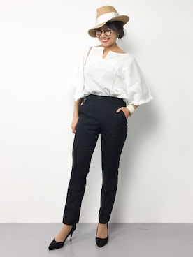 「Luz Llena (NEY)（ラズレナニー）のアイテム（パンツ）」を使った、natsuさん（レディース・155cm）の夏コーディネート