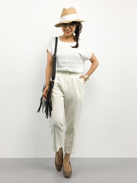 「テーパードデニム」｜natsuさん（レディース・155cm）の夏コーディネート