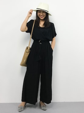 「SPIRALGIRL（スパイラルガール）のアイテム（サロペット/オーバーオール）」を使った、natsuさん（レディース・155cm）の夏コーディネート