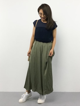 「STRAWBERRY-FIELDS（ストロベリーフィールズ）のアイテム（パンツ）」を使った、natsuさん（レディース・155cm）の夏コーディネート