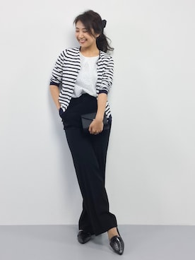 「黒パンツ」｜「アイテム（アンサンブル）」を使った、natsuさん（レディース・155cm）の夏コーディネート