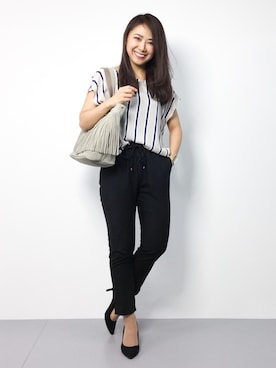 「TOPKAPI（トプカピ）のアイテム（トートバッグ）」を使った、natsuさん（レディース・155cm）の夏コーディネート