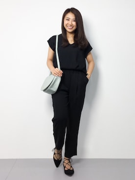 「レースアップシューズ」｜「アイテム（つなぎ/オールインワン）」を使った、natsuさん（レディース・155cm）の夏コーディネート