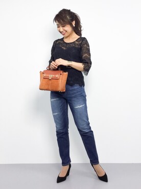 「テーパードデニム」｜natsuさん（レディース・155cm）の夏コーディネート