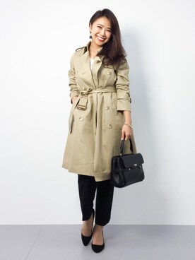 「green label relaxing（グリーンレーベルリラクシング）のアイテム（トレンチコート）」を使った、natsuさん（レディース・155cm）の秋コーディネート