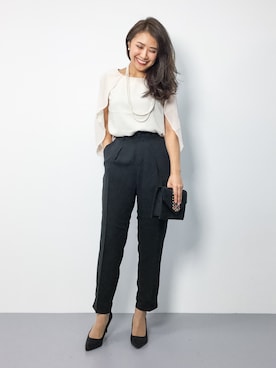 「アイテム（つなぎ/オールインワン、ベージュ系）」を使った、natsuさん（レディース・155cm）の秋コーディネート