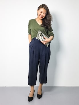 「CLANE（クラネ）のアイテム（スラックス）」を使った、natsuさん（レディース・155cm）の秋コーディネート