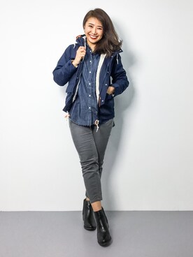 「羽織り」｜「アイテム（マウンテンパーカー）」を使った、natsuさん（レディース・155cm）の秋コーディネート