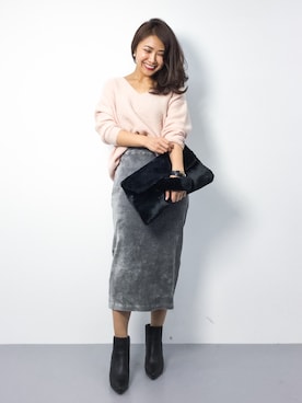 「Ameri（アメリ）のアイテム（スカート）」を使った、natsuさん（レディース・155cm）の秋コーディネート