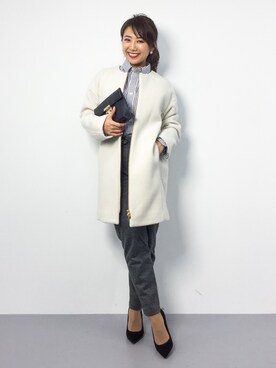 「LOUNGEDRESS（ラウンジドレス）のアイテム（その他アウター）」を使った、natsuさん（レディース・155cm）の冬コーディネート