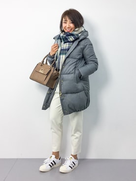 「STUDIOUS（ステュディオス）のアイテム（ダウンジャケット/コート）」を使った、natsuさん（レディース・155cm）の冬コーディネート