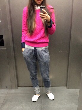 「ピンクニット」｜Hanaさん（レディース・158cm）の冬コーディネート