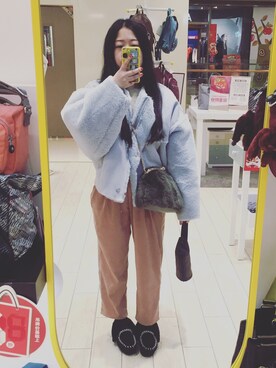 「UNKNOWN.（アンノウン）のアイテム（その他）」を使った、包阿笑さん（レディース・153cm）の冬コーディネート