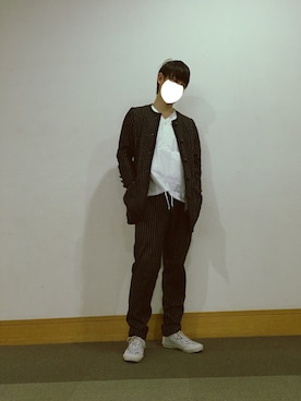 「N.HOOLYWOOD」｜「アイテム（ノーカラージャケット）」を使った、VANgeさん（メンズ・172cm）の冬コーディネート