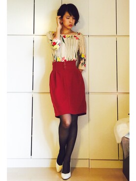 「Jocomomola（ホコモモラ）のアイテム（トップス）」を使った、caedeさん（レディース・167cm）の夏コーディネート
