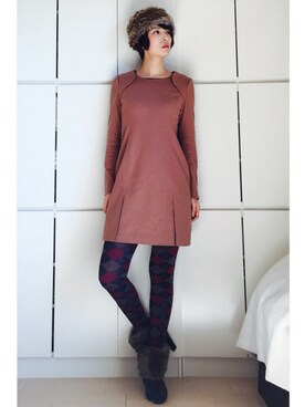 「Casselini（キャセリーニ）のアイテム（ニットキャップ/ビーニー）」を使った、caedeさん（レディース・167cm）の冬コーディネート