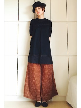 「おとなコーデ」｜「アイテム（チュニック）」を使った、caedeさん（レディース・167cm）の夏コーディネート