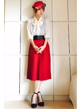 「ボウタイブラウス」｜caedeさん（レディース・167cm）の夏コーディネート