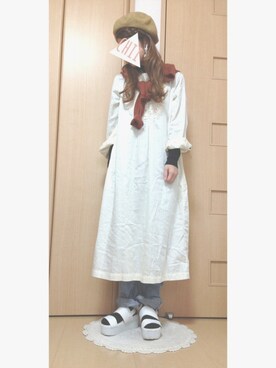 「黒タートルネック」｜「アイテム（ハンチング/ベレー帽）」を使った、ｃｈｉｉさん（レディース・152cm）の秋コーディネート
