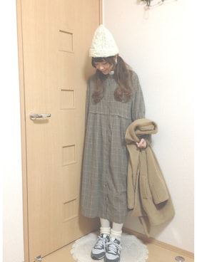 「白タイツ」｜「アイテム（チェスターコート）」を使った、ｃｈｉｉさん（レディース・152cm）の冬コーディネート