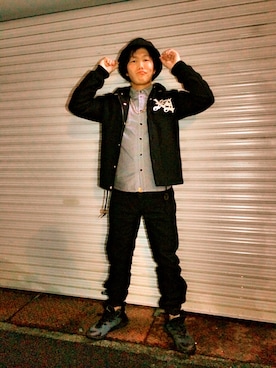 「Gimme Five（ギミーファイブ）のアイテム（帽子）」を使った、波田埜 晃大さん（メンズ・168cm）の冬コーディネート
