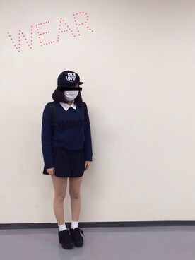 「UNIF」｜「アイテム（バックパック/リュック）」を使った、キヨピさん（レディース・150cm）の秋コーディネート