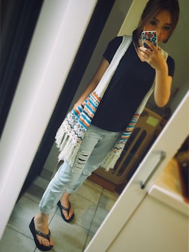 「Rodeo Crowns（ロデオクラウンズ）のアイテム（ベスト、ホワイト系）」を使った、nanaさん（レディース・163cm）の夏コーディネート