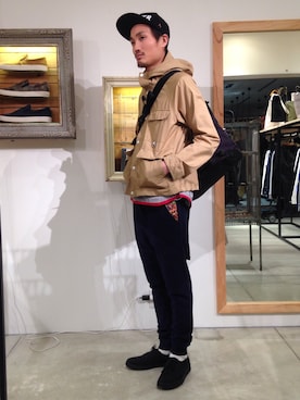 「rehacer（レアセル）のアイテム（帽子）」を使った、rehacerさん（メンズ・174cm）の春コーディネート