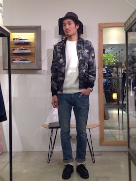 「rehacer（レアセル）のアイテム（ブルゾン）」を使った、rehacerさん（メンズ・174cm）の春コーディネート