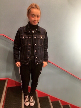 「black」｜かほてぃさん（レディース・162cm）の冬コーディネート