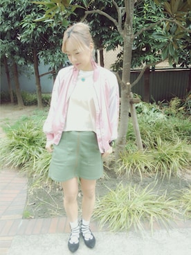 「WEGO（ウィゴー）のアイテム（ブルゾン）」を使った、かほてぃさん（レディース・162cm）の春コーディネート