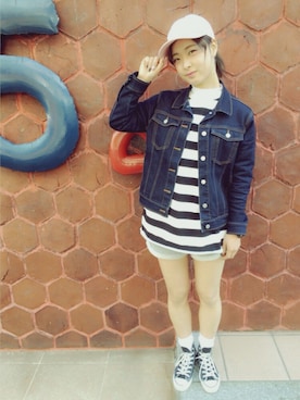 「WEGO（ウィゴー）のアイテム（キャップ）」を使った、かほてぃさん（レディース・162cm）の春コーディネート