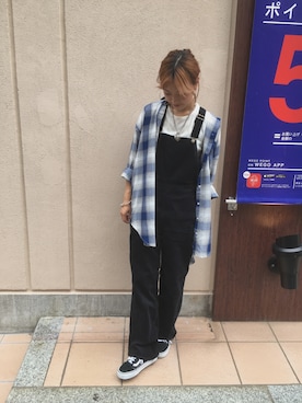 「WEGO（ウィゴー）のアイテム（サロペット/オーバーオール）」を使った、かほてぃさん（レディース・162cm）の夏コーディネート