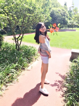「NICE CLAUP（ナイスクラップ）のアイテム（スタジャン）」を使った、Miss。元気さん（レディース・170cm）の春コーディネート