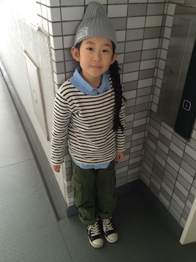 「COMME CA DU MODE（コムサデモード）のアイテム（パンツ）」を使った、クレさん（キッズ・110cm）の春コーディネート