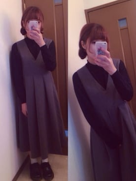「アイテム（ジャンパースカート）」を使った、misaさん（レディース・158cm・20代）の冬コーディネート