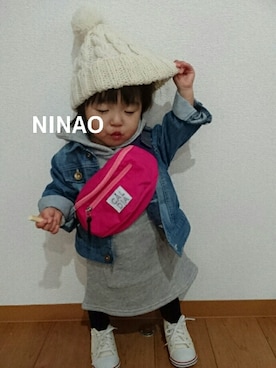 「パーカーワンピ」｜「アイテム（その他）」を使った、ＮＩＮＡ☆ＳＹＵＲＩさん（キッズ・70cm）の秋コーディネート