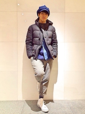 「KATHARINE HAMNETT LONDON （キャサリンハムネットロンドン）のアイテム（ダウンジャケット/コート）」を使った、Shoseiさん（メンズ・180cm）の冬コーディネート