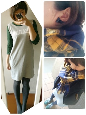 「ワンピース×スニーカー」｜「アイテム（スタジャン）」を使った、ｙｕｋｋｉｎ＊さん（レディース・166cm）の秋コーディネート