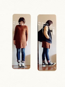 「オールスター」｜「アイテム（スタジャン）」を使った、ｙｕｋｋｉｎ＊さん（レディース・166cm）の冬コーディネート