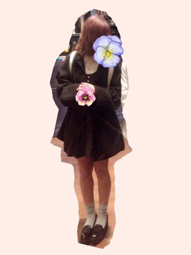 「merry jenny（メリージェニー）のアイテム（ポンチョ）」を使った、Pさん（レディース・158cm）の冬コーディネート